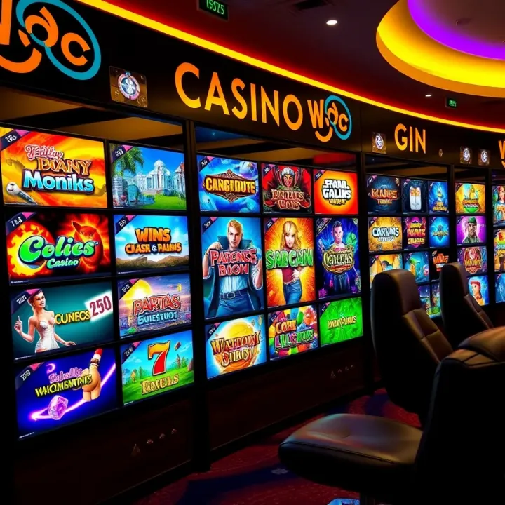 Variety of online casino games displayed on a vibrant digital interface