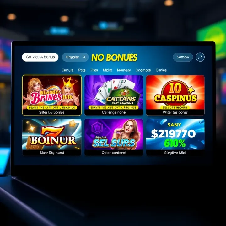 Illustration of a digital casino interface showcasing various no deposit bonus offers available in Australian online casinos