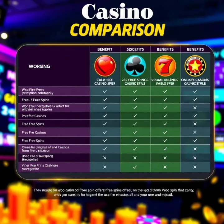 Comparison chart showing different online casino offers in Australia with highlighted benefits