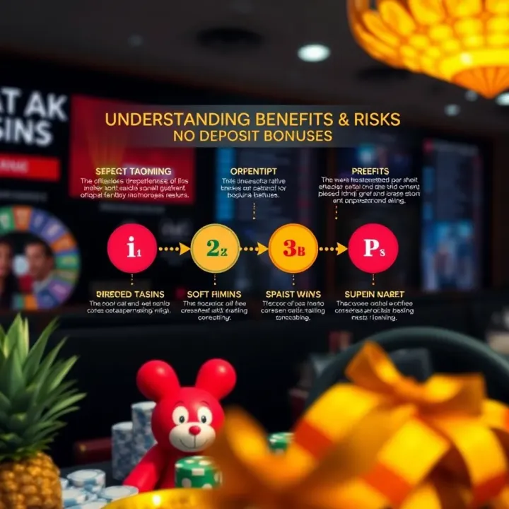 Diagram illustrating benefits and risks of no deposit casino bonuses