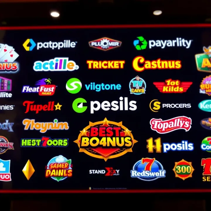 Collection of popular online pokies logos from trusted game providers