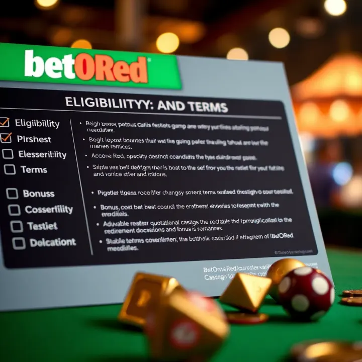 Graphic displaying eligibility checklist and bonus terms for BetOnRed promotion