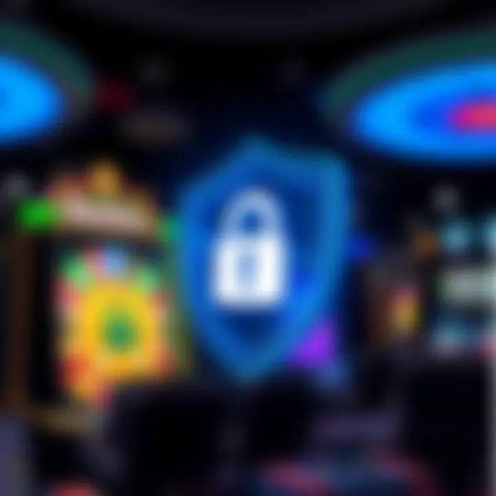 Security shield icon with payment method symbols representing safe transactions