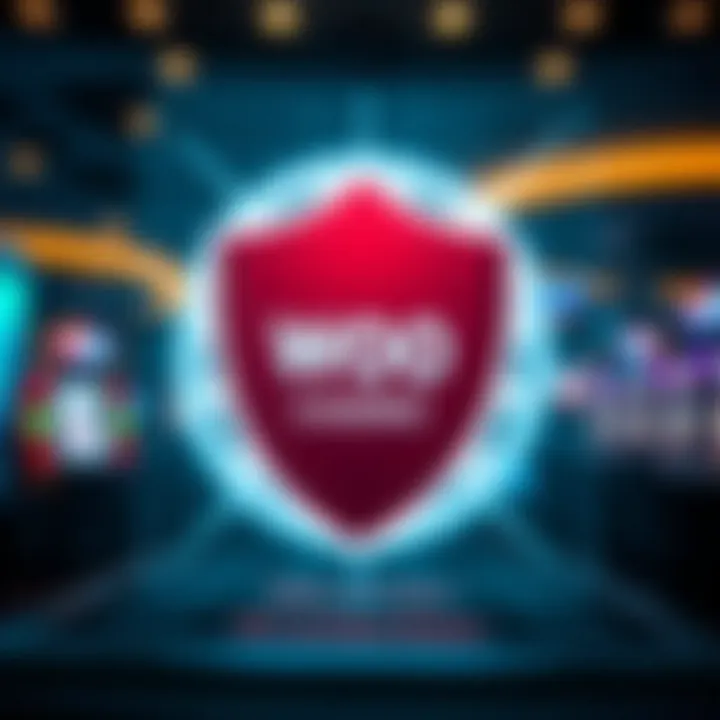 Secure online casino platform with digital shield symbolizing player protection