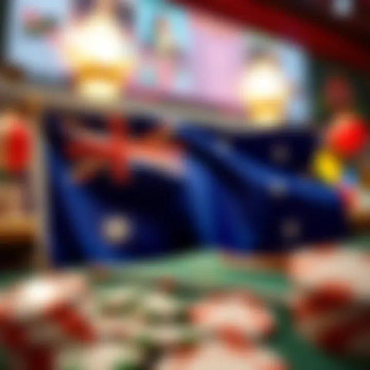 Australian flag integrated with casino elements highlighting eligibility for players from Australia