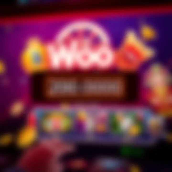 How to Enter and Use Woo Casino Promo Code Illustration of casino game icons with a glowing bonus code input field