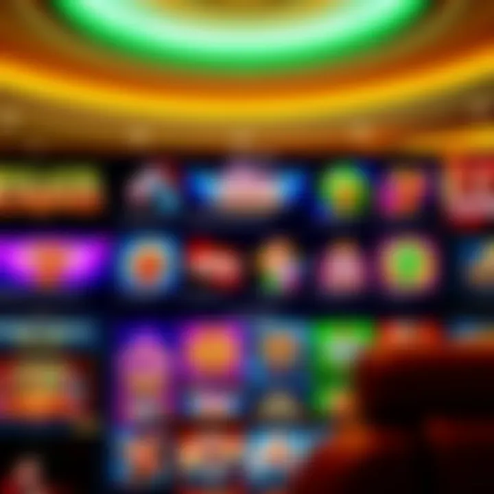 Colorful online casino interface displaying a variety of slot games and live dealer options