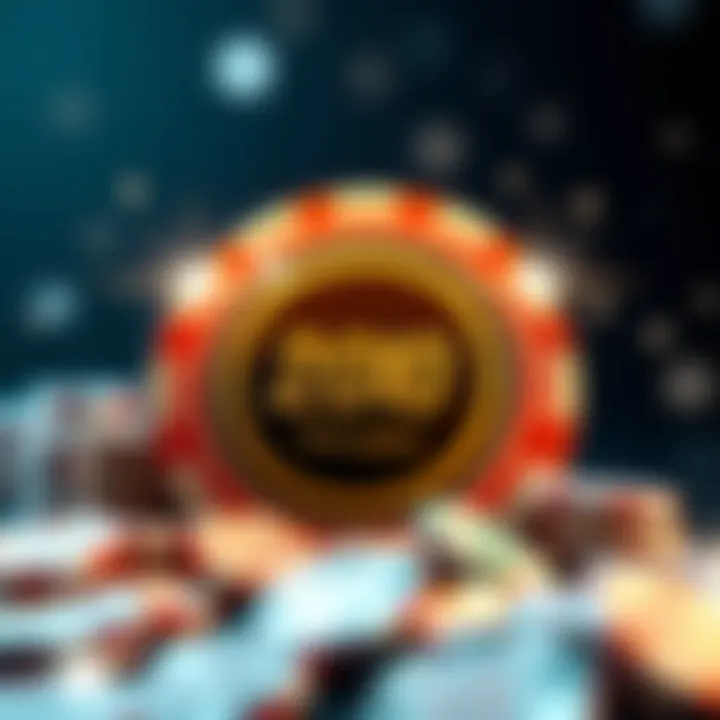 Illustration of a casino bonus chip surrounded by sparkling coins and stars