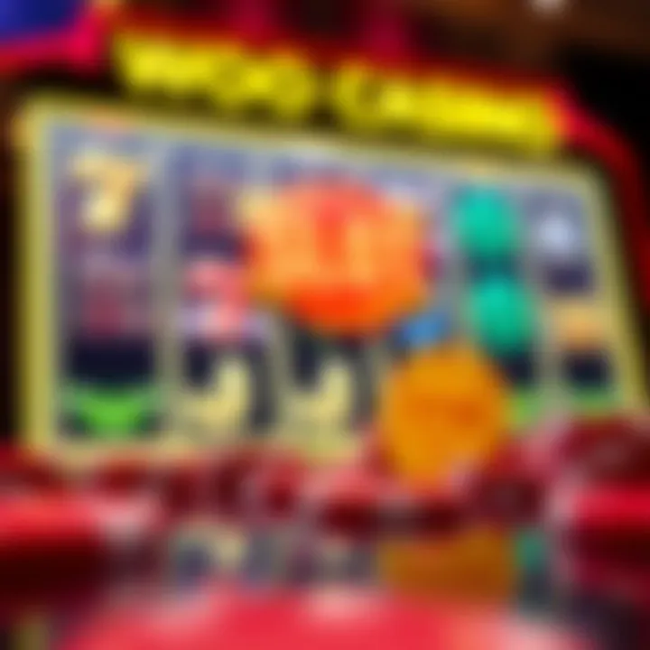Illustration of casino chips and a glowing jackpot symbol on a digital screen