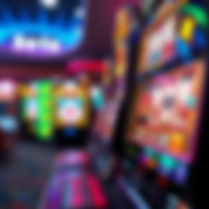 Colorful online pokies game interface with spinning reels and bright symbols