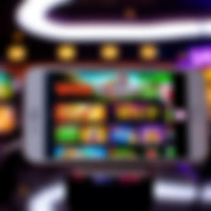 Mobile device displaying Woo Casino's diverse game selection with vibrant graphics
