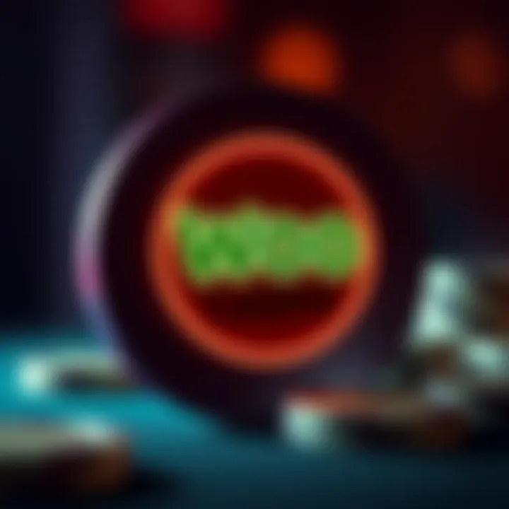 Illustration showing a digital casino chip glowing with the Woo Casino logo symbolizing free chip offers