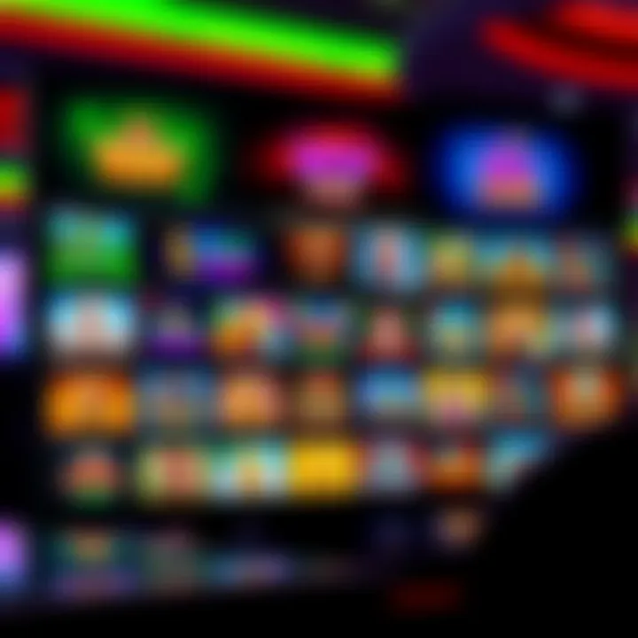 A vibrant online casino interface displaying a wide selection of games including slots and table games