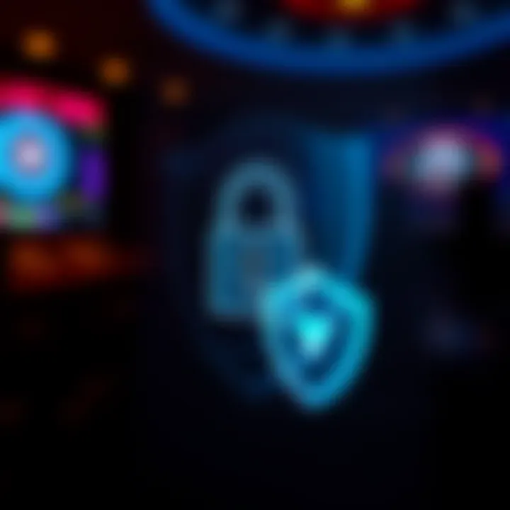 Account Protection and Security Measures Illustration of a secure lock symbol and shield representing account safety features for online casino users