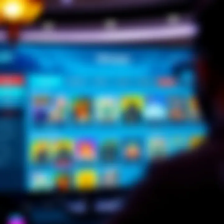 Dashboard interface showcasing game selection and account management options