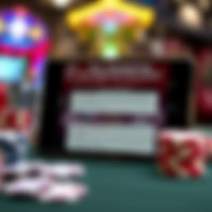 Graphic highlighting key terms and conditions with casino chips and a mobile device