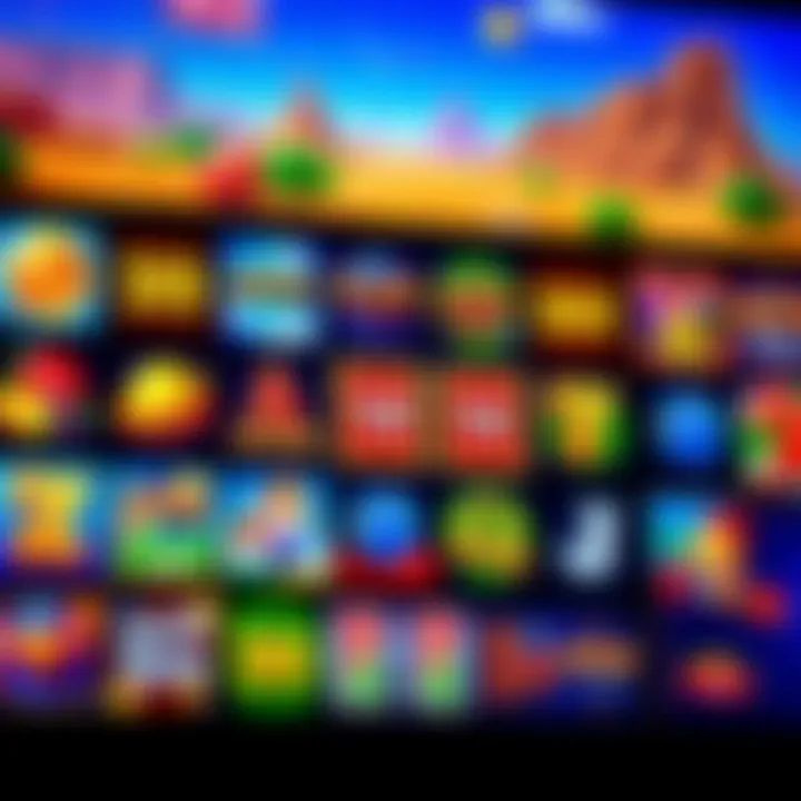 Selection of colorful online pokies icons displayed on a digital screen with Australian imagery