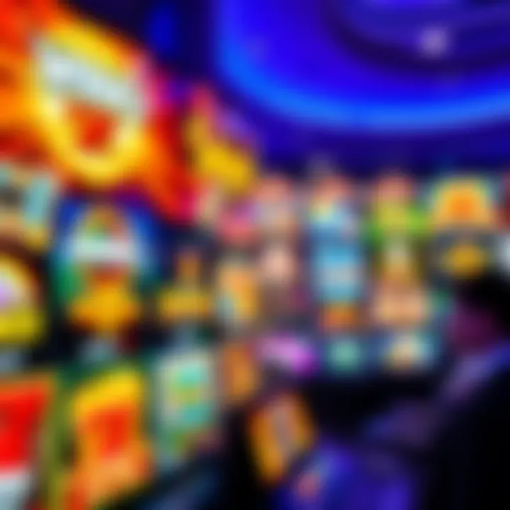 Bright and colorful online casino interface showcasing a variety of slot games and live casino options