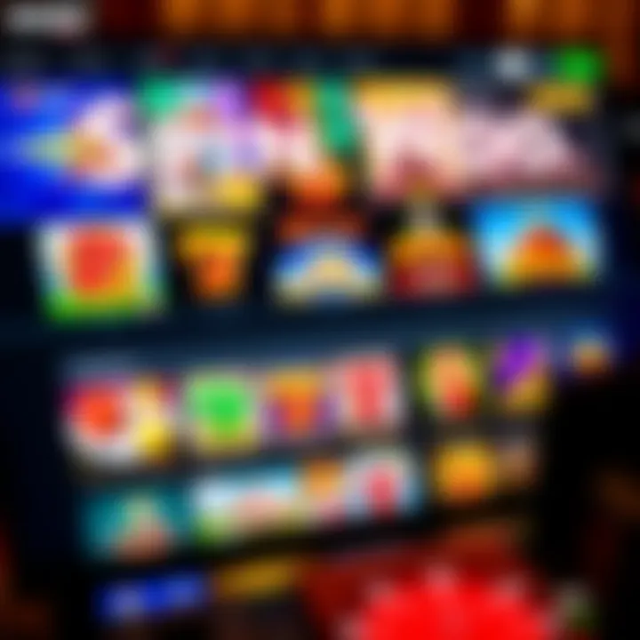 Colorful online casino interface displaying various pokies and table games