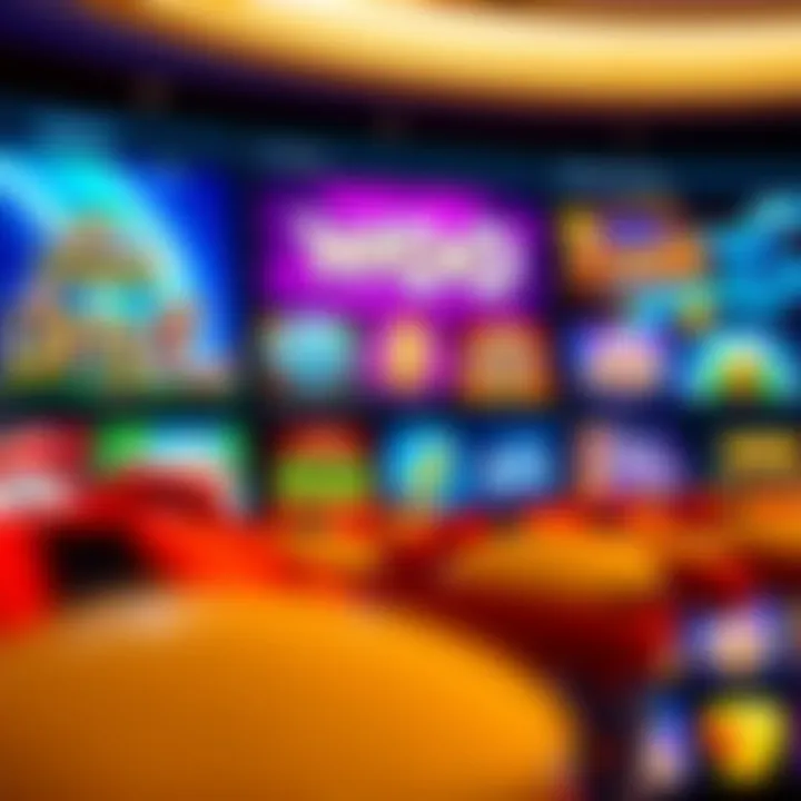 Diverse Game Selection at The Woo Casino A vibrant online casino interface showcasing a variety of slot and table games with dynamic graphics
