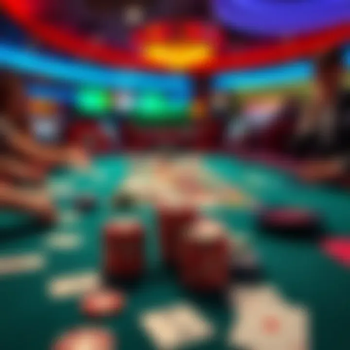 Lively casino table game with cards and chips illustrating popular card games offered to Australian players