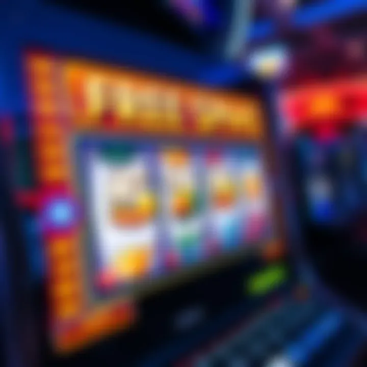 Bright casino slot machine displaying winning free spins round