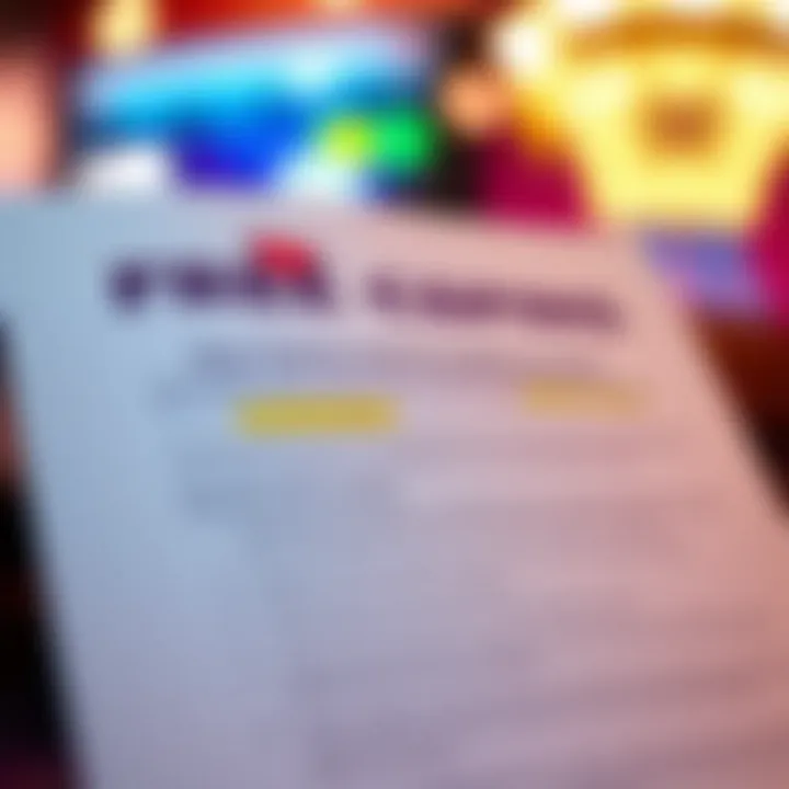 Illustration of casino bonus terms and conditions document with highlighted text