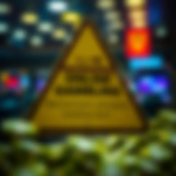 A warning sign representing online spam messages related to gambling platforms