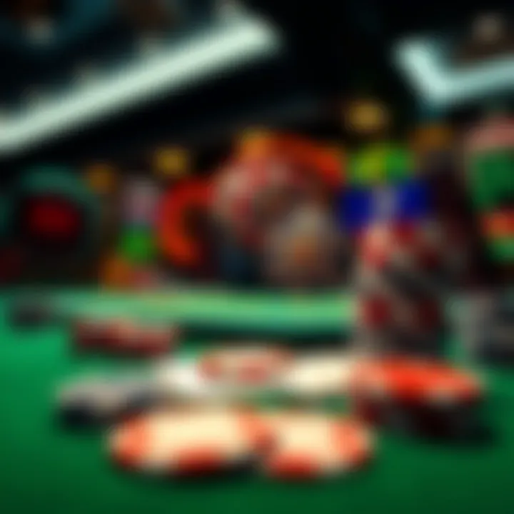 Digital interface displaying Australian online casino games with poker chips and playing cards