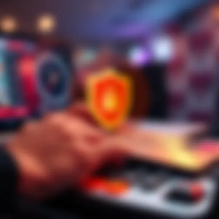 Secure online transaction with credit card and shield icon representing safe payments in Australian casinos