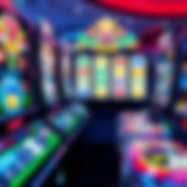 Colorful online pokies game interface displaying reels with various symbols