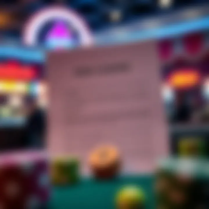 Illustration of a digital document with casino symbols representing Woo Casino's user guidelines and policies