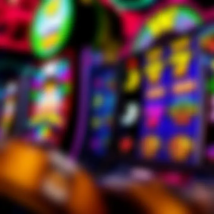 Colorful casino slot machine interface with vibrant symbols and winning lines