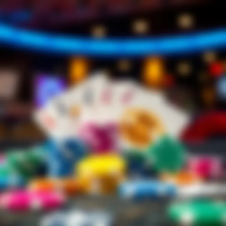 Colorful casino chips and cards representing bonus rewards at an online casino