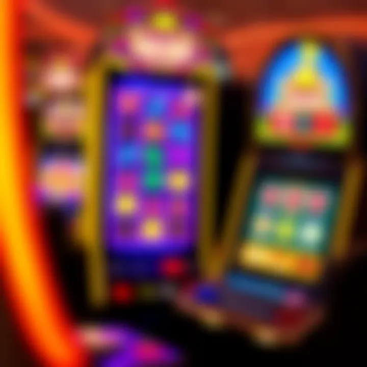 Colorful digital slot machine interface with vibrant symbols and bonus icons