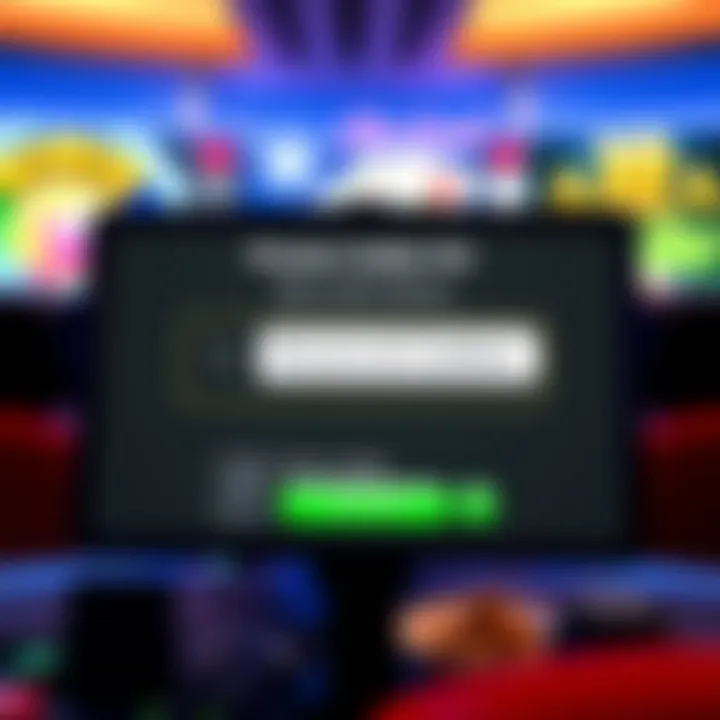 Illustration showing a digital interface with a promo code entry field and casino game elements in the background