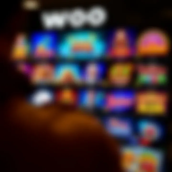 Variety of digital casino games displayed on a screen