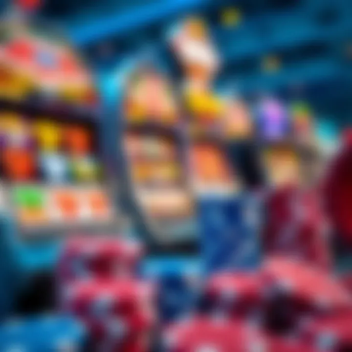 Colorful slot machine reels and casino chips representing game variety at Woo Casino Australia