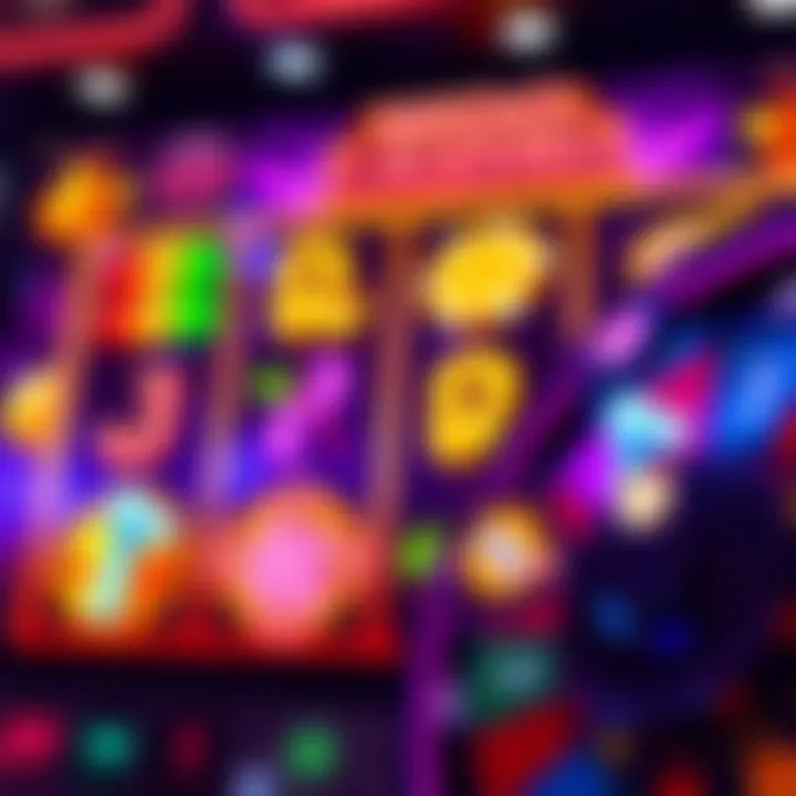 Online casino slot game interface with vibrant symbols and a spinning wheel