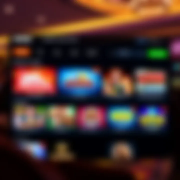 Online casino platform interface showing a variety of slot games and live casino options