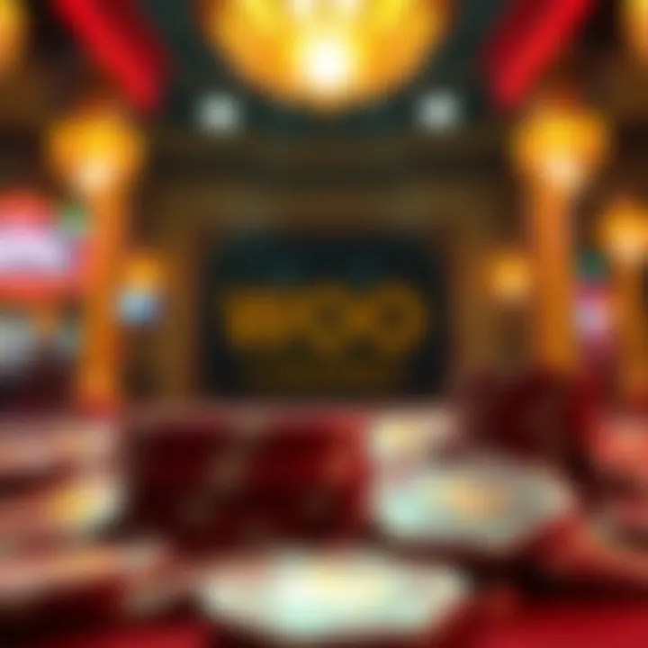 Digital chips and casino tokens glowing under vibrant lights