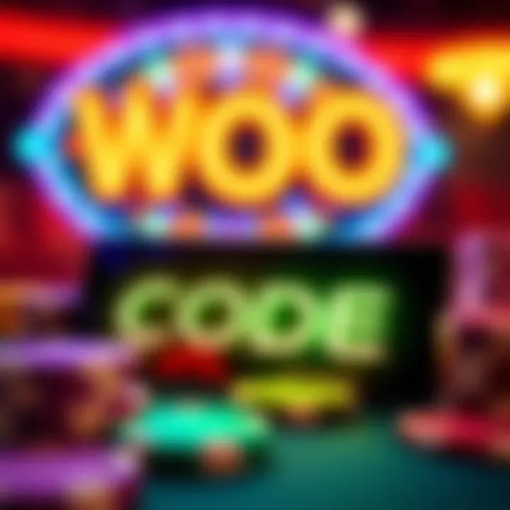 Bright casino chips and a glowing promo code sign illustrating casino bonuses