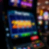 Digital slot machine interface displaying free spins feature and casino rewards