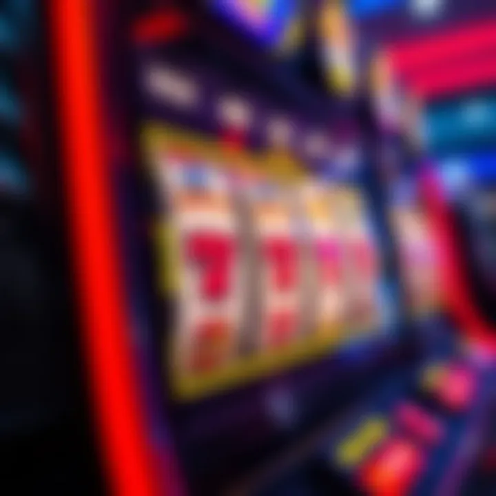 Illustration showing a digital slot machine with glowing reels and free spins icons