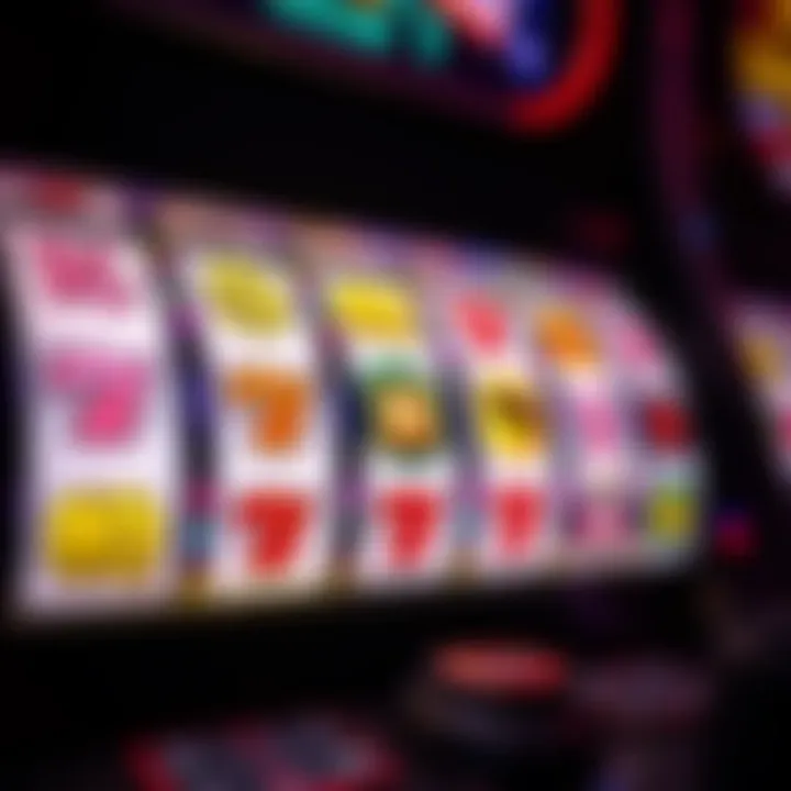 Slot machine reels displaying various casino symbols with a glowing highlight