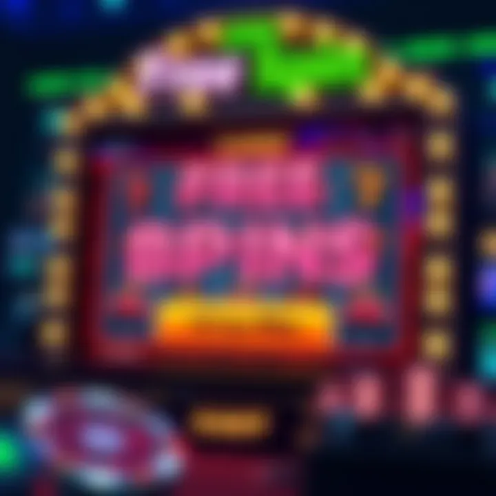 Illustration of a digital casino interface displaying free spins promotion