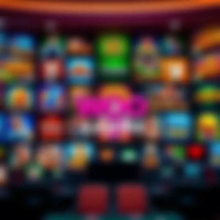 Wide selection of casino game icons showcasing slots, table games, and live dealer options