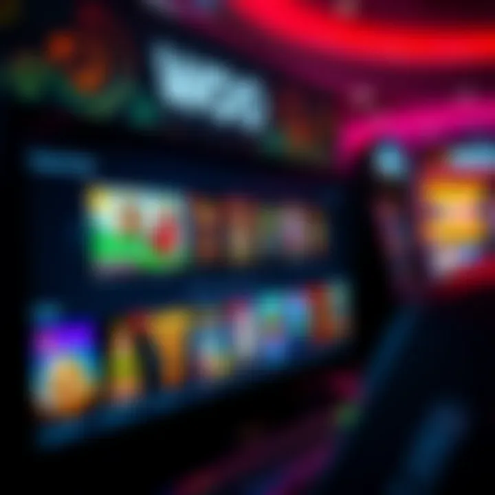 A variety of casino games displayed on a digital screen with payment method icons