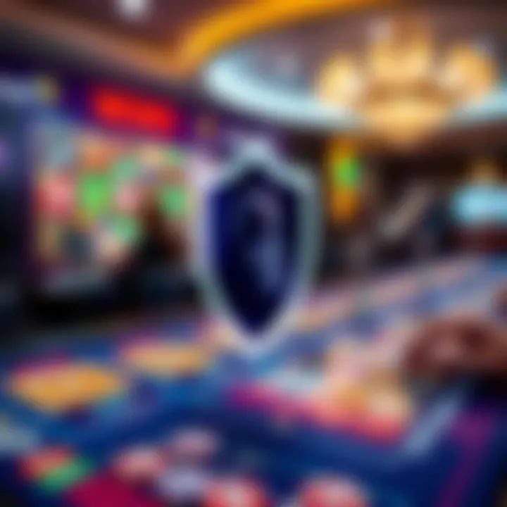 Secure online casino platform with digital protection icons