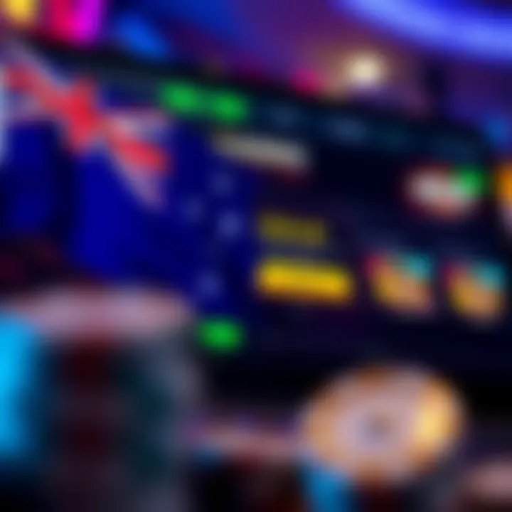 Illustration showing online casino interface with bonus notifications and Australian flag